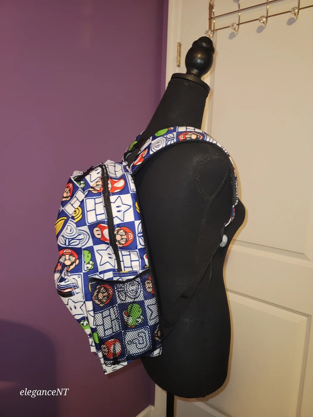 Old Navy Super Mario Blue White Red Kids Canvas Backpack NWT